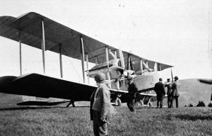 Alcock and Brown’s aircraft before take-off on June 14th 1919