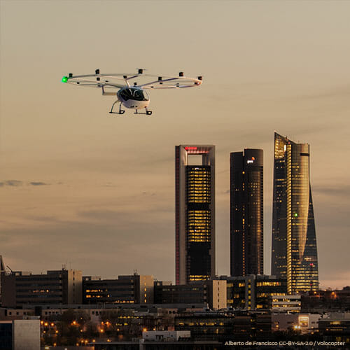 Volocopter over Madrid city